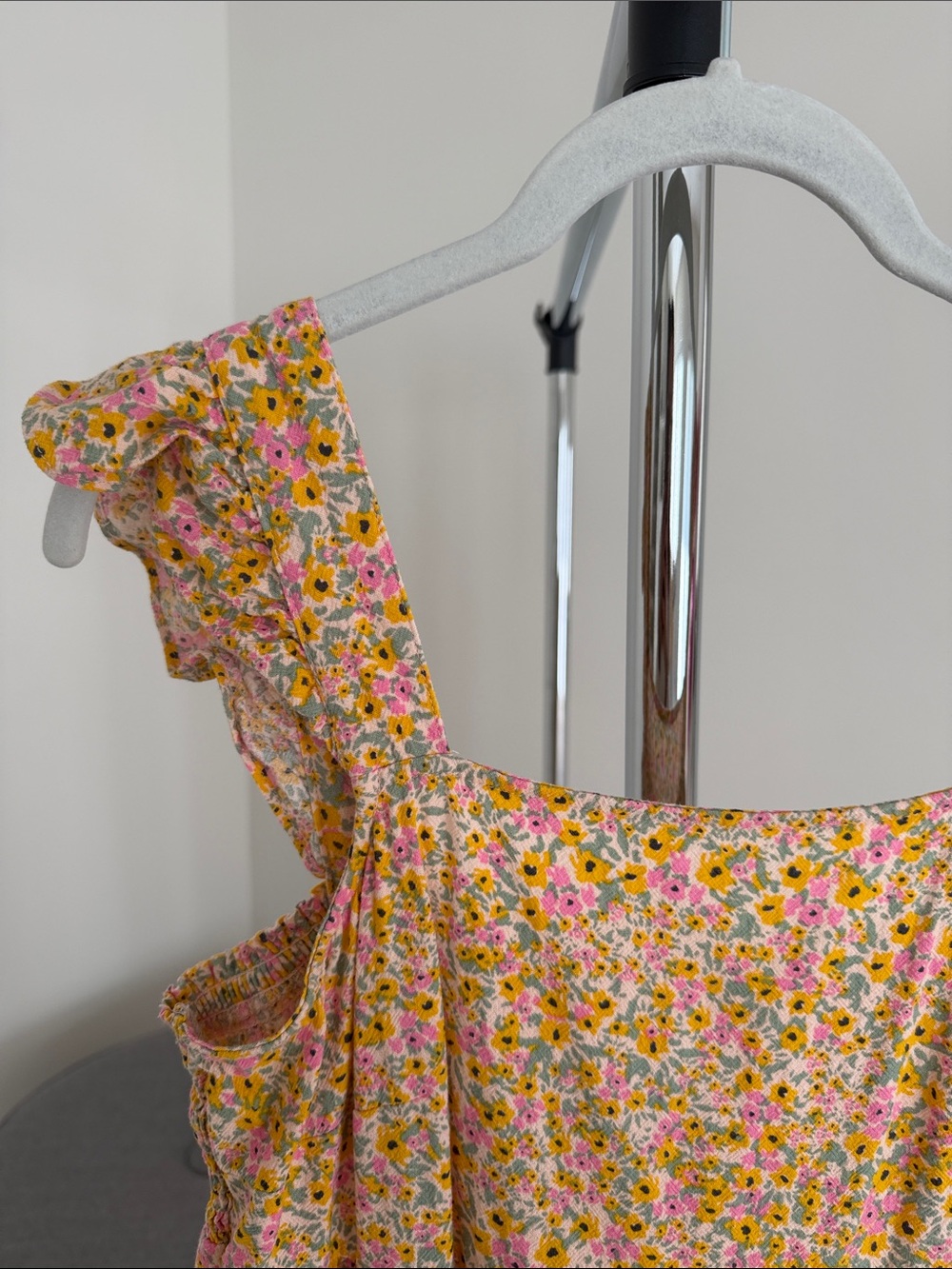 Universal Thread • Yellow Floral Ruffle-Strap Dress - Picture 2 of 5